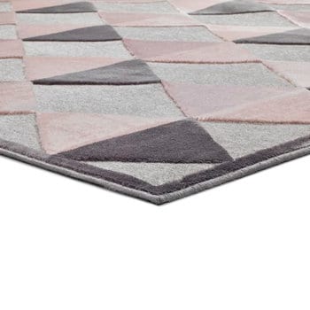 Alfombras 90% Viscosa + 10% Poliéster Alfombra geométrica rombos rosa 140x200